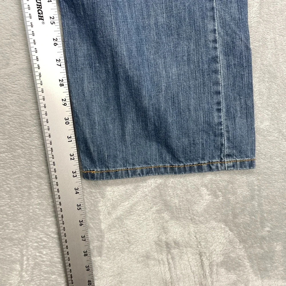 Levi's Jeans Mens 36x34 Blue Denim Whiskered Faded Stretch 527 Slim Bootcut Leg